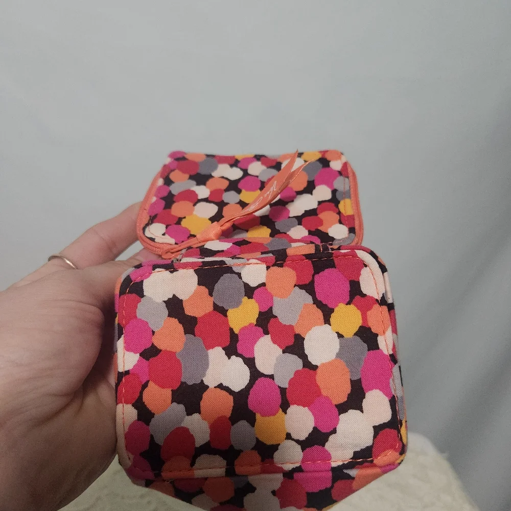 Vera Bradley Pink Multicolor Dot Small Wallet Case. Small Jewelry Case.